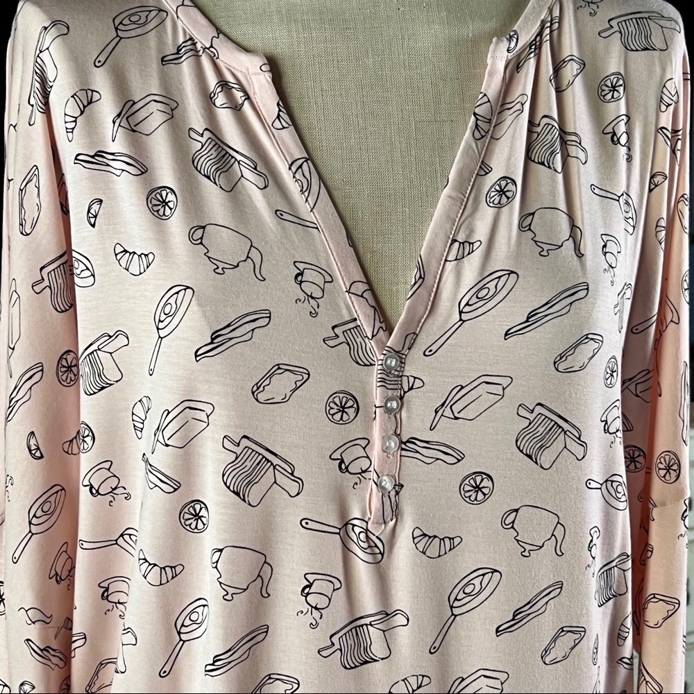 AQS Cooking Breakfast Light Pink Pajama Set PJS XXL - Picture 2 of 11